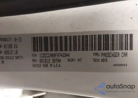 2015 Chrysler 200 Limited from USA, damaged, VIN 1C3CCCAB0FN743344